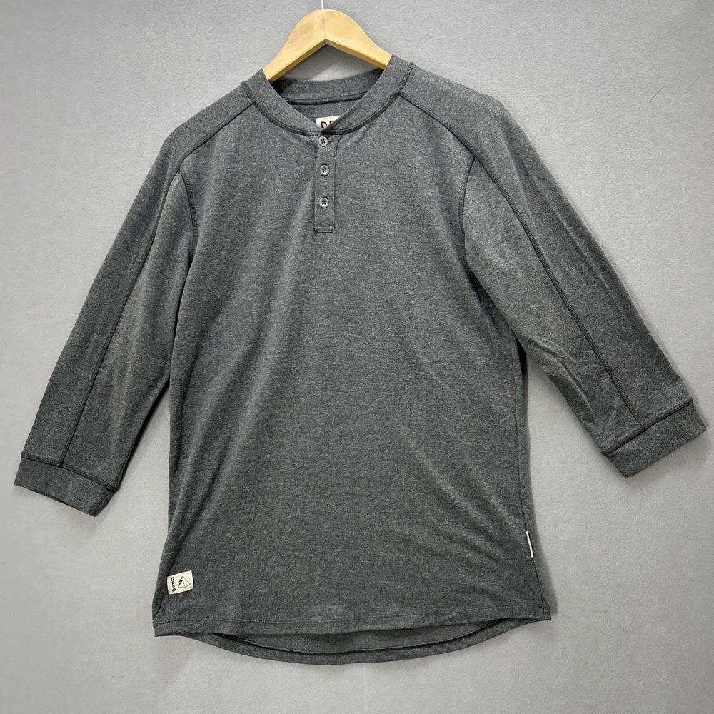 Deso Supply Jack Men Small 3/4 Sleeve Henley Shirt Gray Hiking Made In USA